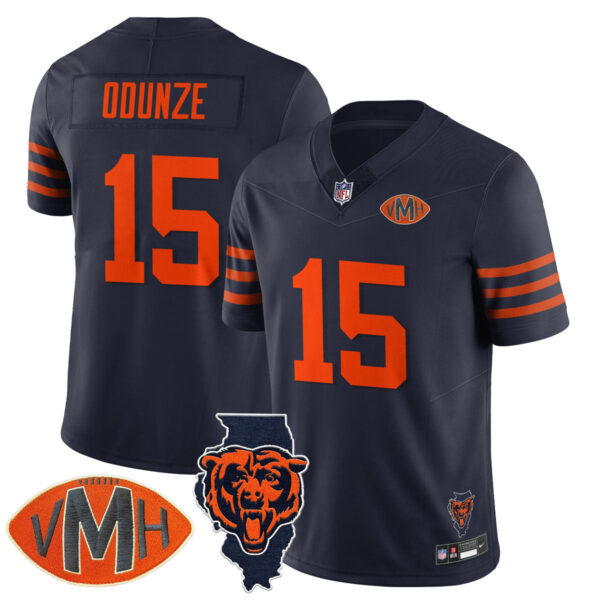 Chicago Bears Honor Virginia Halas McCaskey Jersey – All Stitched – Throwback – Rome Odunze – 15 Jersey