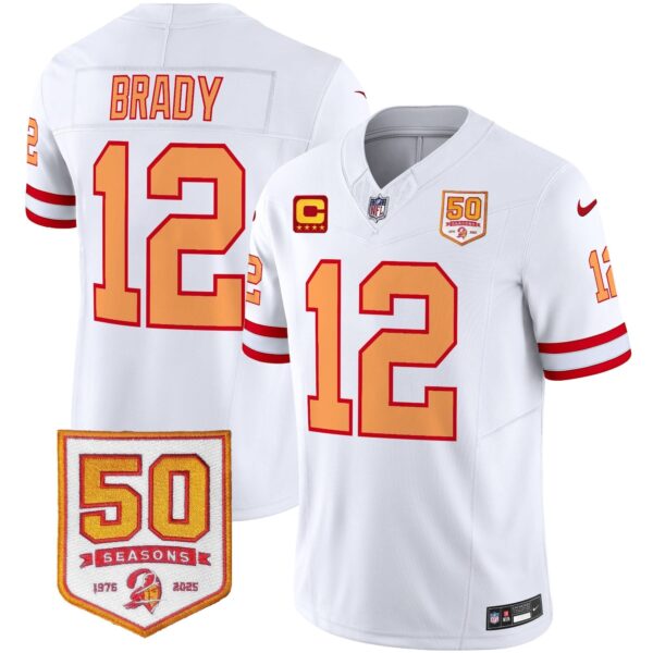 Tampa Bay Buccaneers ’76 Vapor Limited Jersey – All Stitched – White Limited – Tom Brady Jersey