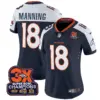 Womens Denver Broncos 3 Time Champions Patch Vapor Limited Jersey Peyton Manning Jersey Navy Alternate