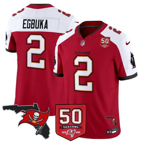 Tampa Bay Buccaneers ’76 Vapor Limited Jersey – All Stitched – Red Alternate – Emeka Egbuka Jersey