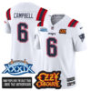New England Patriots Ozzy Osbourne Jersey – Memories Super Bowl XXXIX – All Stitched – White – Will Campbell – 6 Jersey