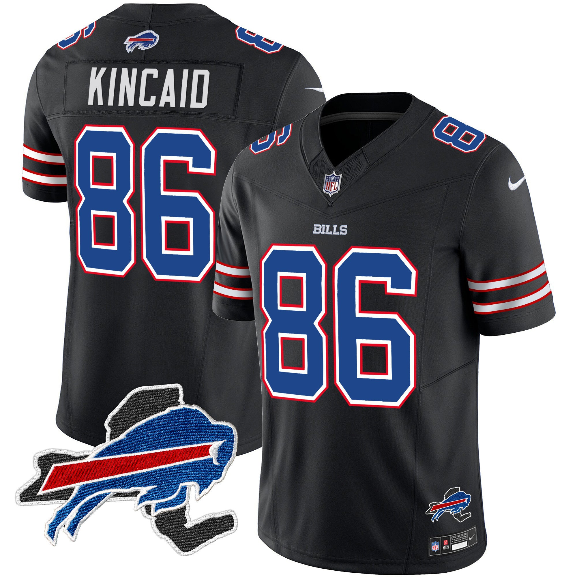 Bills New York Patch Vapor Limited Jersey – All Stitched – Black – Dalton Kincaid Jersey