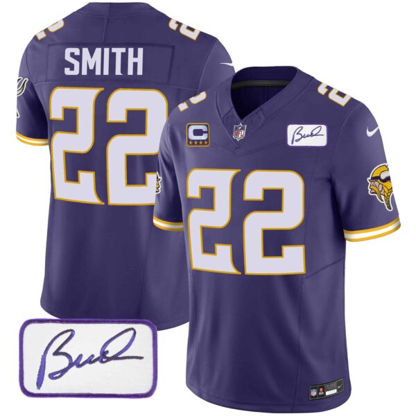 Men’s Vikings Bud Grant Patch Classic Limited Jersey V4 – All Stitched – Purple – Harrison Smith