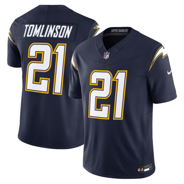 Men’s Los Angeles Chargers 2025 Alternate Charger Power Vapor Limited Jersey – All Stitched Navy LaDainian Tomlinson Jersey