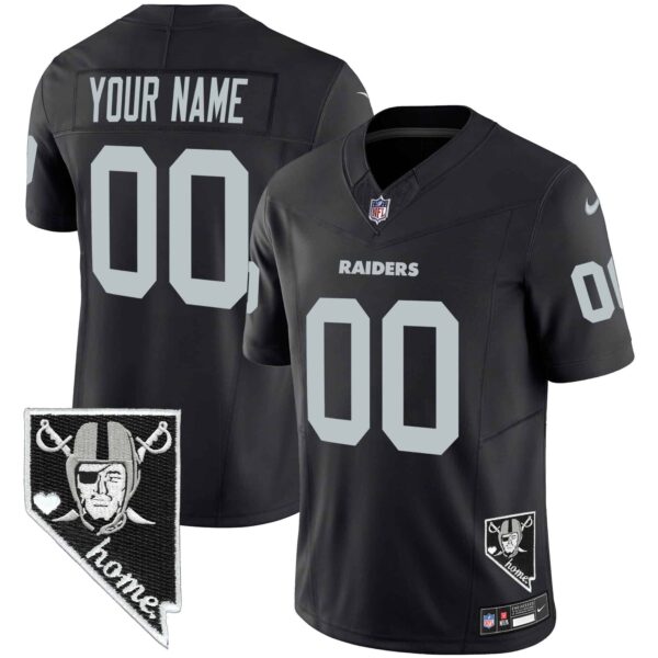 Raiders Nevada Home Patch Vapor Custom Jersey – All Stitched – Youth – Black