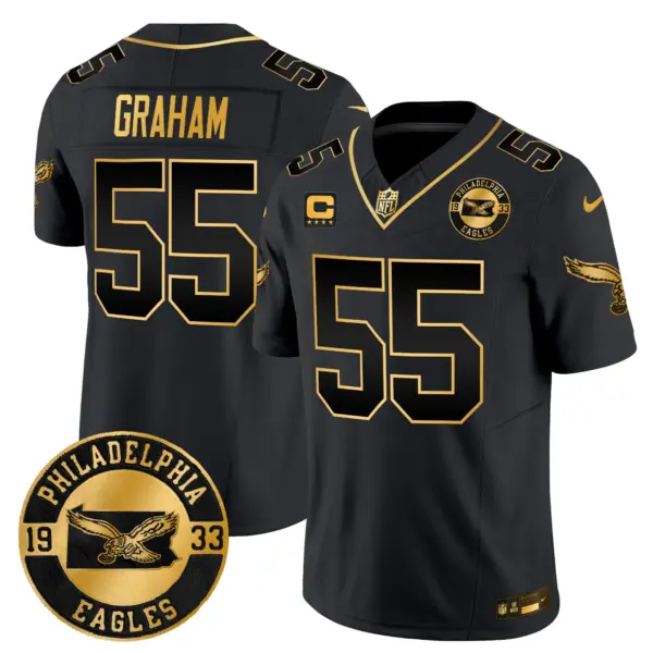 Mens Philadelphia Eagles 2024 Throwback Gold Vapor Limited Jersey Est 1933 Patch Brandon Graham Jersey Black Gold