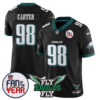 Women’s Philadelphia Eagles “Fan Of The Year” Jersey – All Stitched Black Jalen Carter – 98 Jersey