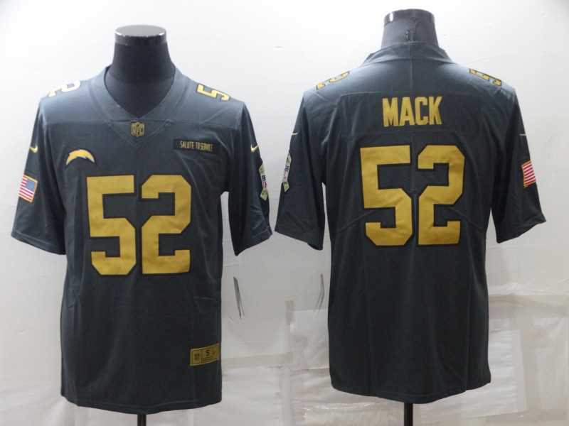 Men’s Los Angeles Chargers #52 Khalil Mack Grey Gold Salute To Service Limited Stitched Jersey