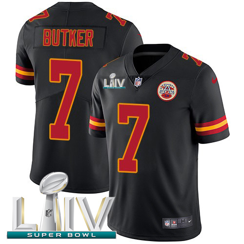 Nike Chiefs #7 Harrison Butker Black Super Bowl LIV 2020 Men’s Stitched NFL Limited Rush Jersey