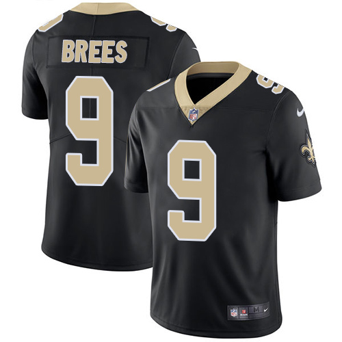 Nike New Orleans Saints #9 Drew Brees Black Team Color Men’s Stitched NFL Vapor Untouchable Limited Jersey