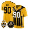 Men’s Pittsburgh Steelers Alternate 1933 Throwback Limited Jersey – All Stitched Gold T. J. Watt – 90 Jersey
