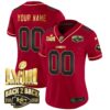 Chiefs Super Bowl LVIII & Back 2 Back Gold Patch Vapor Custom Jersey – All Stitched – Women – Red Special