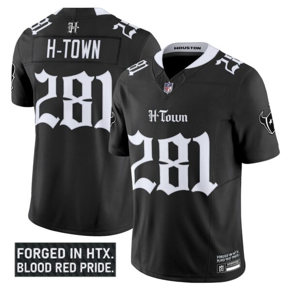 Houston Texans ‘Gothic Lone Star Shadows Edition’ Vapor Limited Jersey – All Stitched – Black – H?Town 281 Jersey