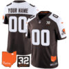 Browns #32 Jim Brown Memorial & Home Patch Vapor Limited Custom Jersey – All Stitched Men Alternate Jersey
