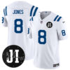 Men’s Indianapolis Colts Limited 2025 Jersey – Memorial Patch for Jim Irsay – All Stitched White Daniel Jones – 8 Jersey