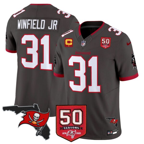 Tampa Bay Buccaneers ’76 Vapor Limited Jersey – All Stitched – Pewter – Antoine Winfield Jr. Jersey