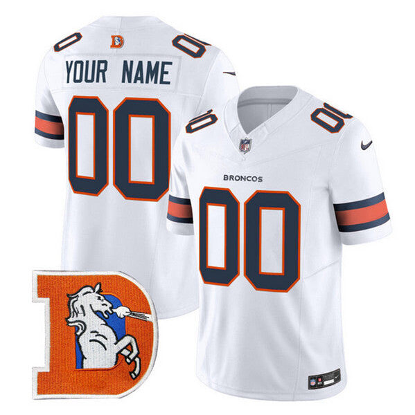 Denver Broncos ACTIVE PLAYER Custom White 2024 FUSE V2 Throwback Vapor Limited Stitched Football Jersey 1