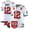 Men’s Tampa Bay Buccaneers 50th Season Patch Vapor Limited Jersey – All Stitched White Tom Brady Jersey