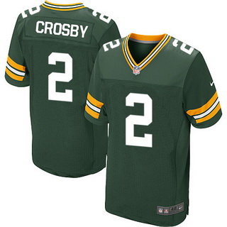 Men’s Green Bay Packers #2 Mason Crosby Green Team Color NFL Nike Elite Jersey