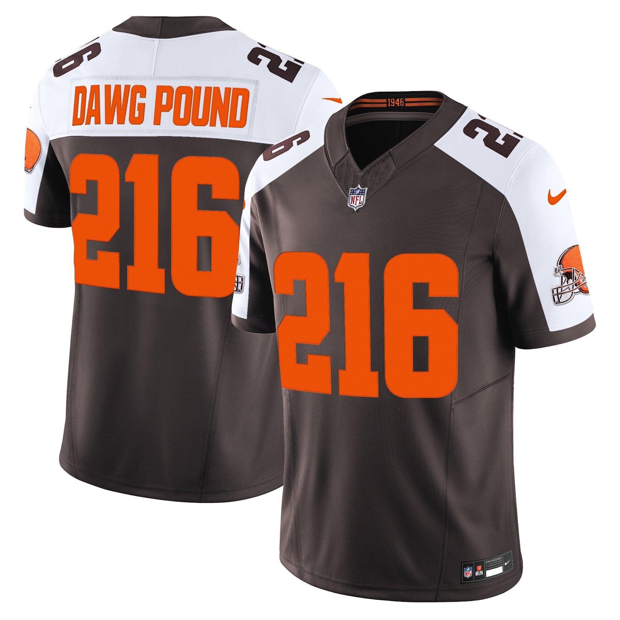 Cleveland Browns ‘Alpha Dawg Edition’ Vapor Limited Jersey – All Stitched – Brown Alternate – Dawg Pound 216 Jersey