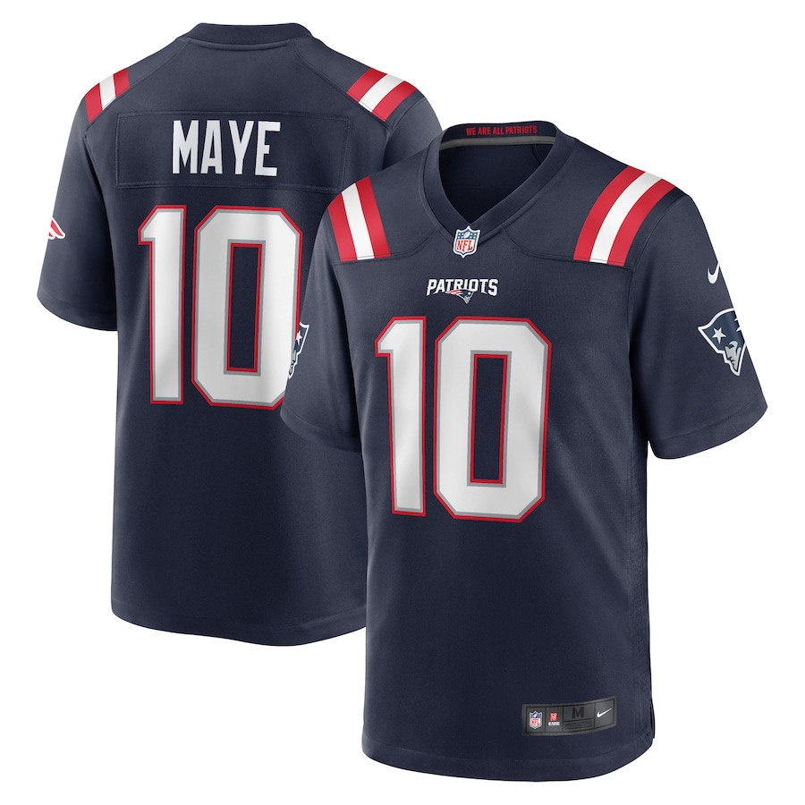Drake Maye 10 New England Patriots Game Men Jersey – Navy – National Football League 2024