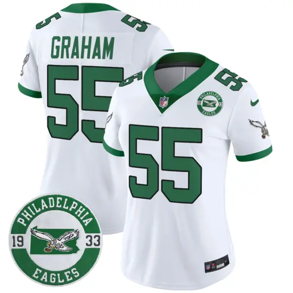 Womens Philadelphia Eagles 2024 Throwback Vapor Limited Jersey Est 1933 Patch Brandon Graham Jersey Kelly White