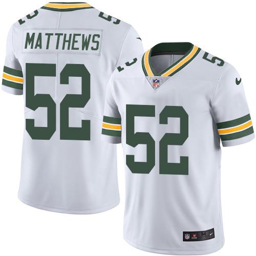 Nike Green Bay Packers #52 Clay Matthews White Men’s Stitched NFL Vapor Untouchable Limited Jersey