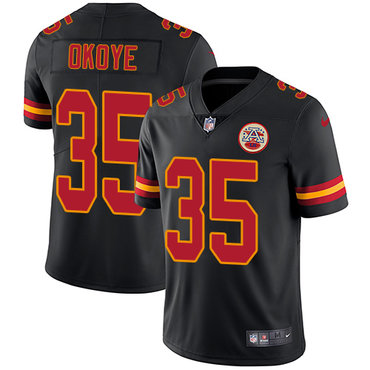 Nike Kansas City Chiefs #35 Christian Okoye Black Men’s Stitched NFL Limited Rush Jersey