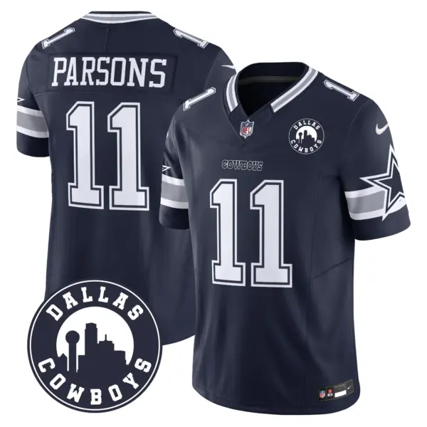 Mens Dallas Cowboys Dallas City Patch Vapor Limited Jersey Micah Parsons Jersey Navy