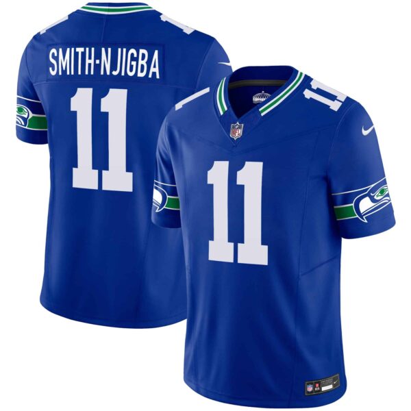 Men’s Seahawks Throwback Vapor Limited Jersey – All Stitched – Royal – Smith-Njigba