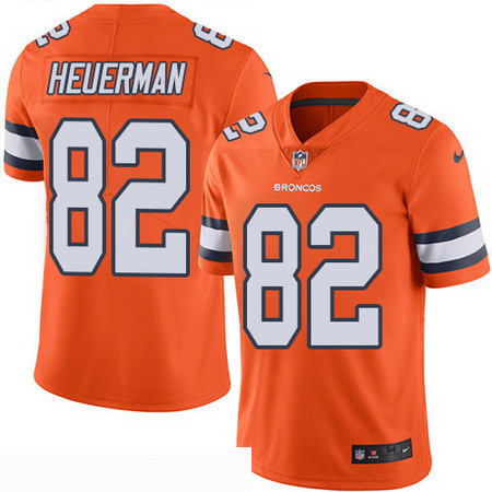 Men’s Denver Broncos #82 Jeff Heuerman Orange 2016 Color Rush Stitched NFL Nike Limited Jersey
