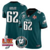 Men’s Philadelphia Eagles Super Bowl LIX Champions Jersey – All Stitched Green Jason Kelce – 62 Jersey