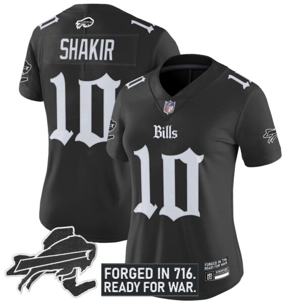 Womens Buffalo Bills Gothic Cold Front Edition Vapor Limited Jersey – All Stitched – Black – Khalil Shakir Jersey