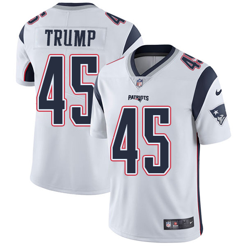Nike New England Patriots #45 Donald Trump White Men’s Stitched NFL Vapor Untouchable Limited Jersey