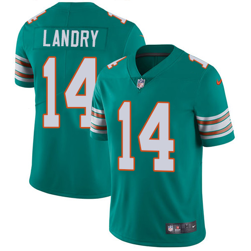 Nike Miami Dolphins #14 Jarvis Landry Aqua Green Alternate Men’s Stitched NFL Vapor Untouchable Limited Jersey
