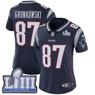 Women’s New England Patriots #87 Rob Gronkowski Navy Blue Nike NFL Home Vapor Untouchable Super Bowl LIII Bound Limited Jersey