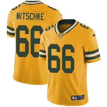 Nike Green Bay Packers #66 Ray Nitschke Yellow Men’s Stitched NFL Limited Rush Jersey
