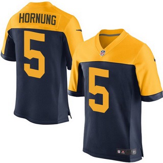 Men’s Green Bay Packers #5 Paul Hornung Navy Blue Gold Retired Player NFL Nike Elite Jersey
