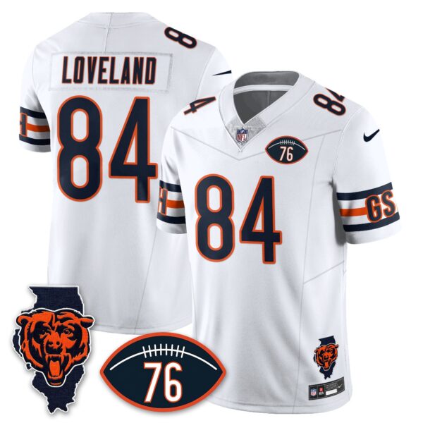 Chicago Bears Honor Steve McMichael Jersey – All Stitched – White – Colston Loveland – 84 Jersey