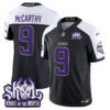 Men’s Minnesota Vikings 2025 Winter Warrior Skol Patch Vapor Limited Jersey V1 – All Stitched Black Alternate J.J. McCarthy Jersey
