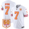Men’s Tampa Bay Buccaneers Throwback 50th Season Patch Vapor Limited Jersey – All Stitched White Bucky Irving Jersey