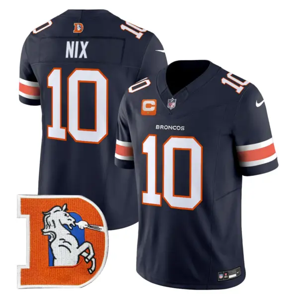 Mens Denver Broncos Throwback Vapor Limited Jersey V2 Bo Nix Jersey Navy
