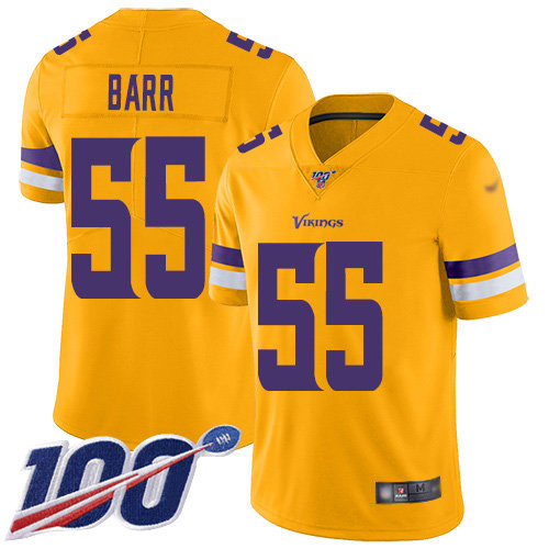 Nike Vikings #55 Anthony Barr Gold Men’s Stitched NFL Limited Inverted Legend 100th Season Jersey
