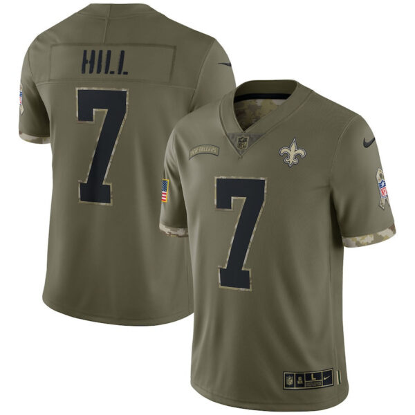 Taysom Hill New Orleans Saints 2022 Salute To Service Limited Jersey – Olive