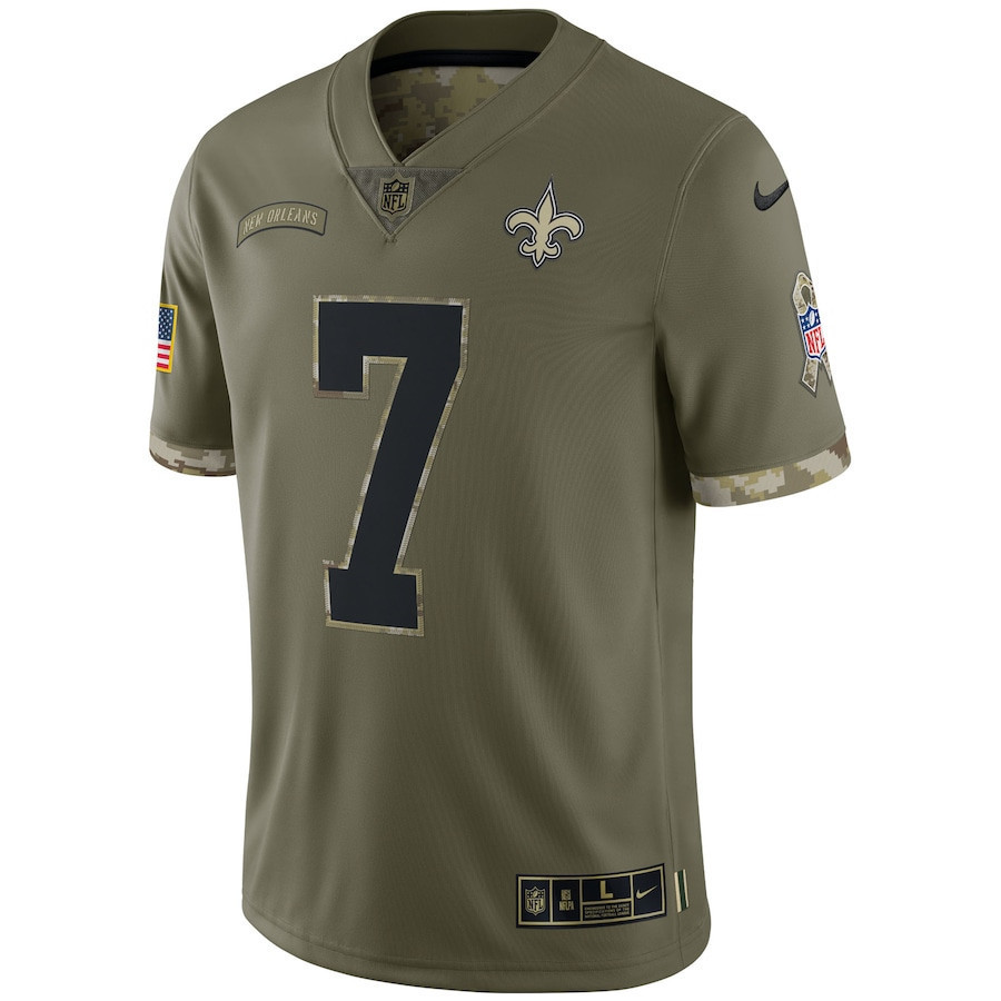 Taysom Hill New Orleans Saints 2022 Salute To Service Limited Jersey – Olive - Image 2