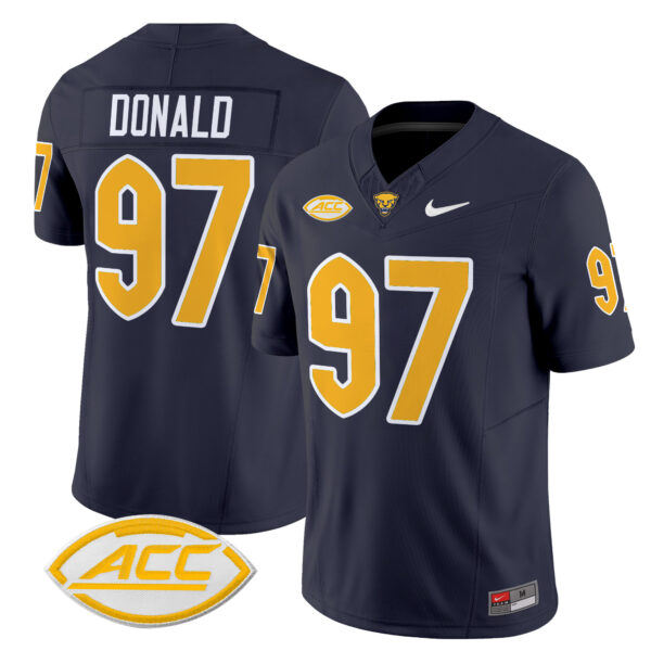 Men’s Pittsburgh Panthers 2024 Vapor Limited Jersey – All Stitched – Navy – Aaron Donald