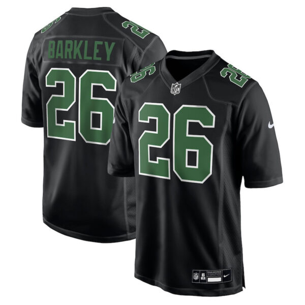Saquon Barkley 26 Philadelphia Eagles Fashion Game Men Jersey – Carbon Black/Kelly Green