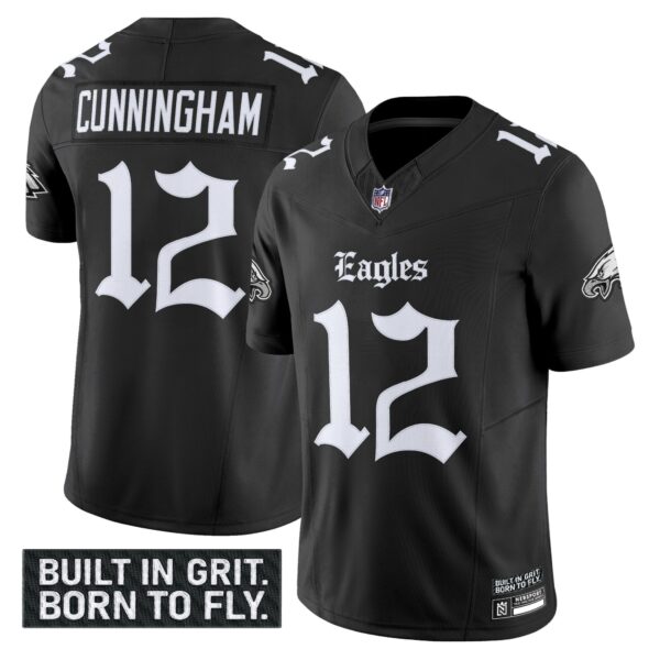 Philadelphia Eagles Gothic Philly Edition Vapor Limited Jersey V2 – All Stitched – Black – Randall Cunningham Jersey