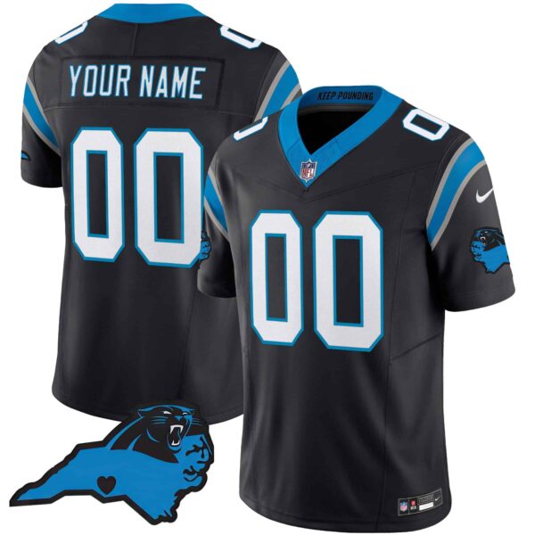 Panthers Vapor Limited Custom Jersey – Carolina Patch – All Stitched – Youth – Black