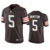 Men’s Cleveland Browns #5 Jameis Winston Brown Vapor Limited Football Stitched Jersey